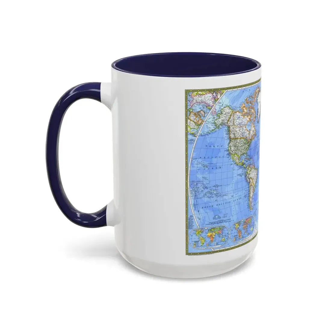 World Map - The Political World (1975) (Map) Accent Coffee Mug - Go Mug Yourself