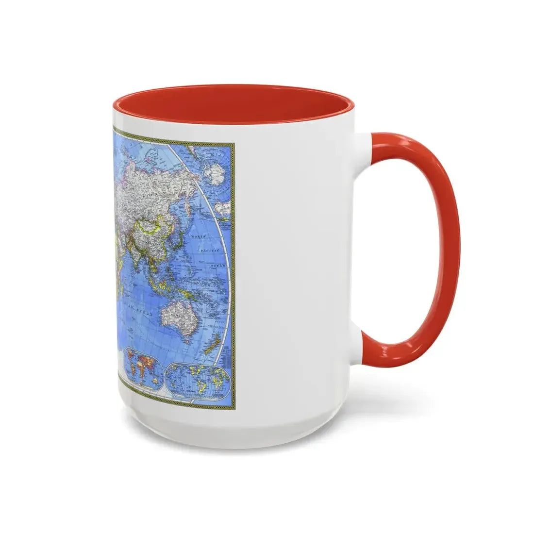 World Map - The Political World (1975) (Map) Accent Coffee Mug - Go Mug Yourself
