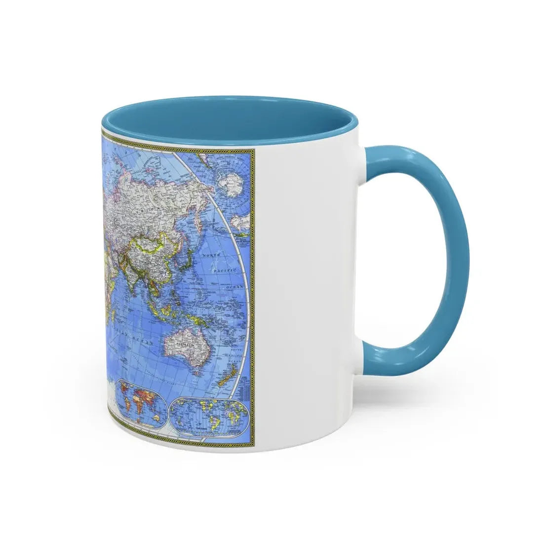 World Map - The Political World (1975) (Map) Accent Coffee Mug - Go Mug Yourself