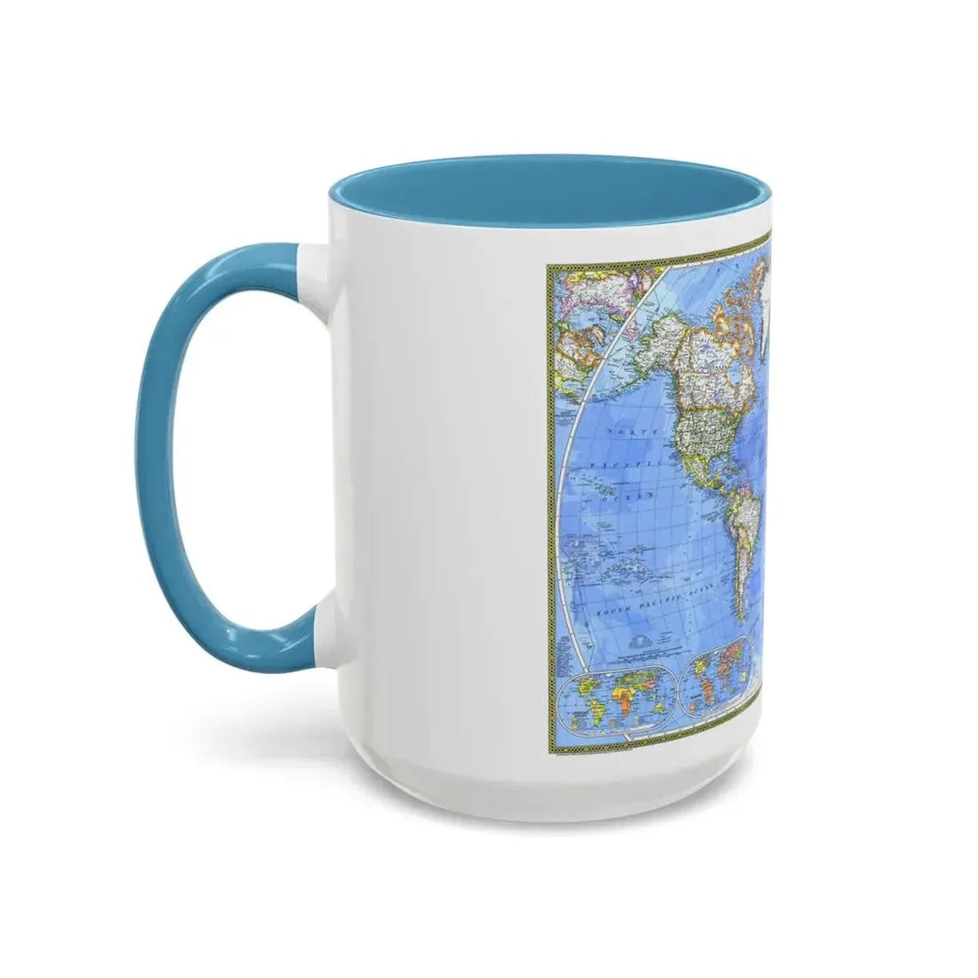 World Map - The Political World (1975) (Map) Accent Coffee Mug - Go Mug Yourself