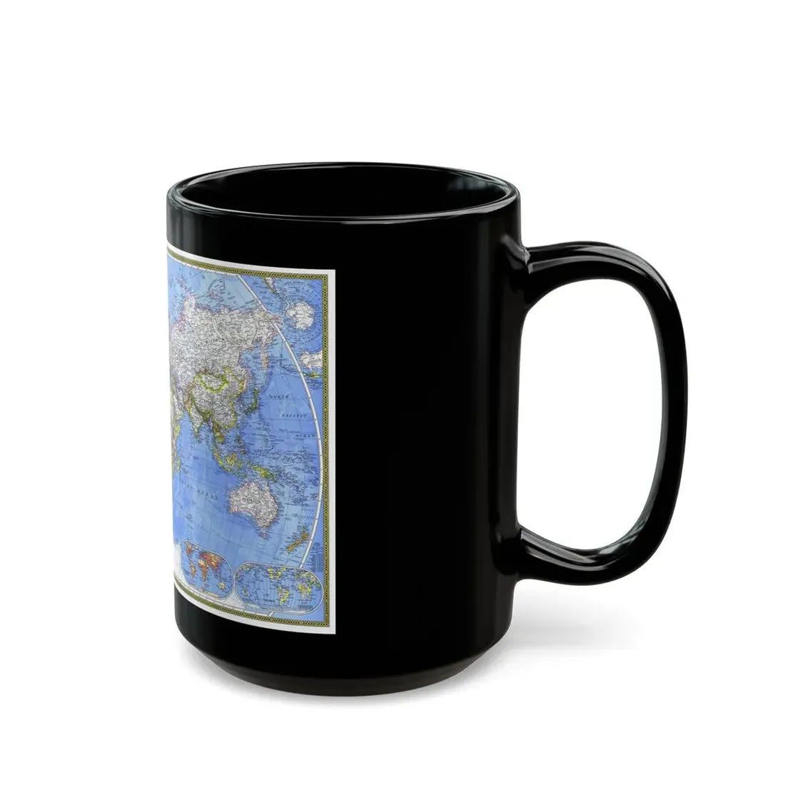 World Map - The Political World (1975) (Map) Black Coffee Mug - Go Mug Yourself
