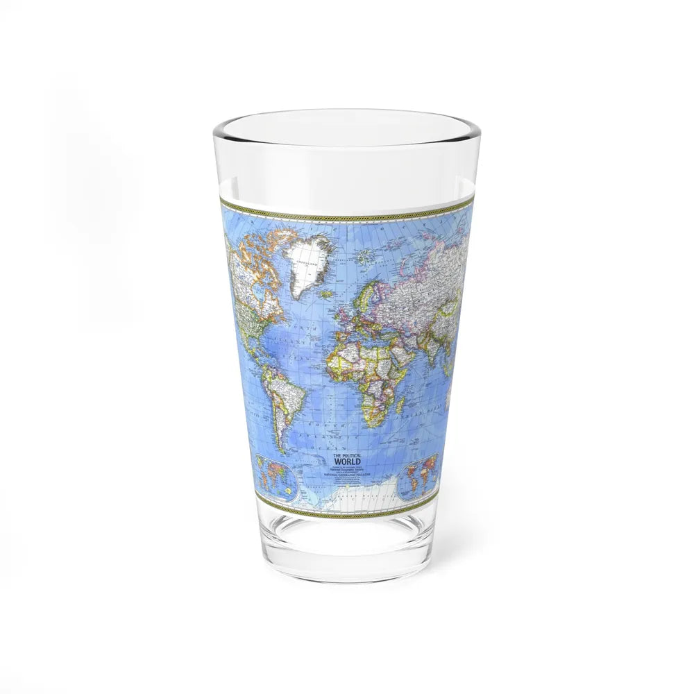 World Map - The Political World (1975) (Map) Pint Glass 16oz-16oz-Go Mug Yourself