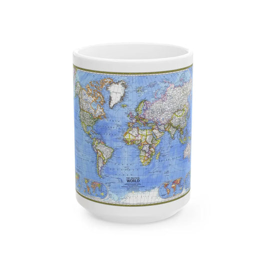 World Map - The Political World (1975) (Map) White Coffee Mug-15oz-Go Mug Yourself