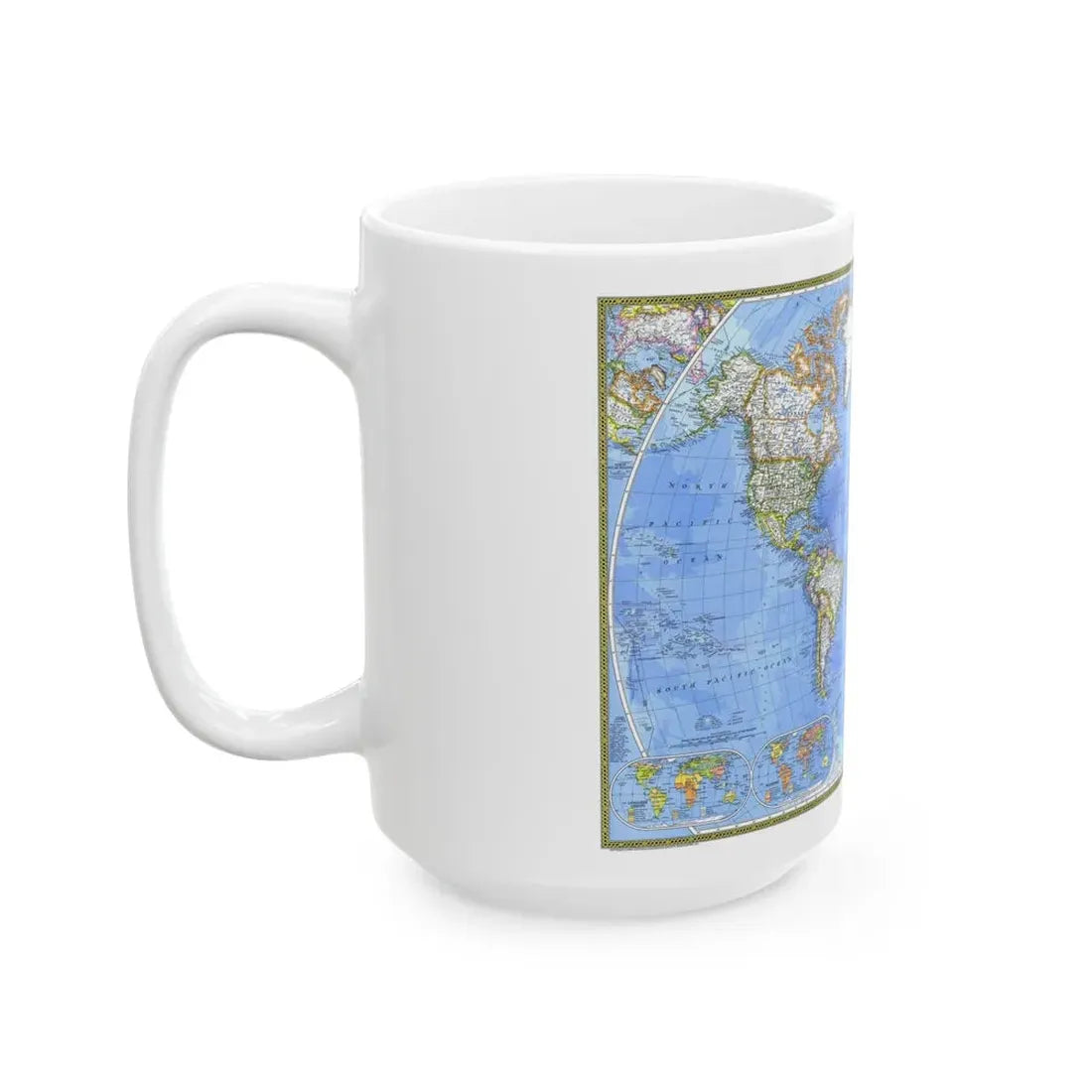 World Map - The Political World (1975) (Map) White Coffee Mug - Go Mug Yourself