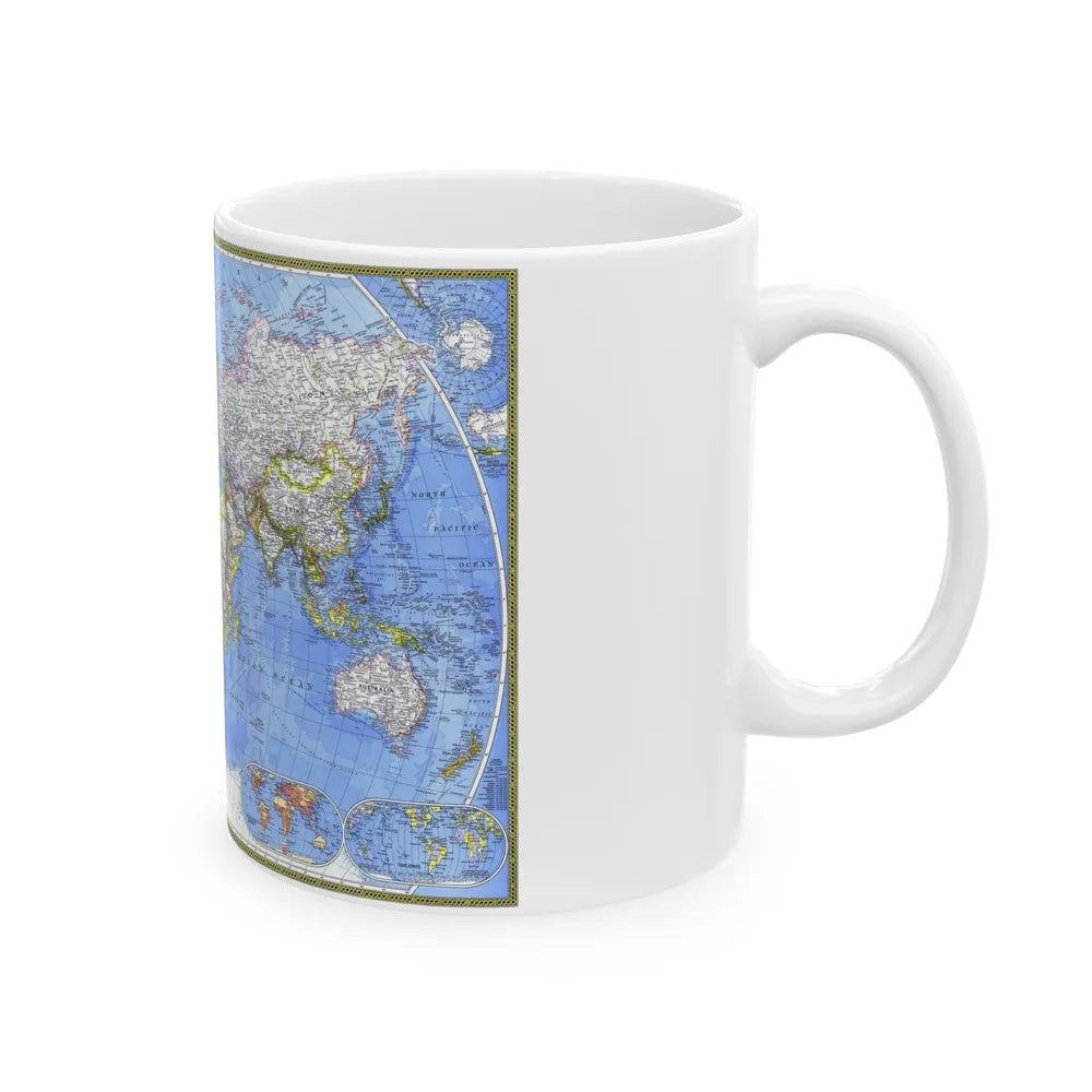 World Map - The Political World (1975) (Map) White Coffee Mug-Go Mug Yourself