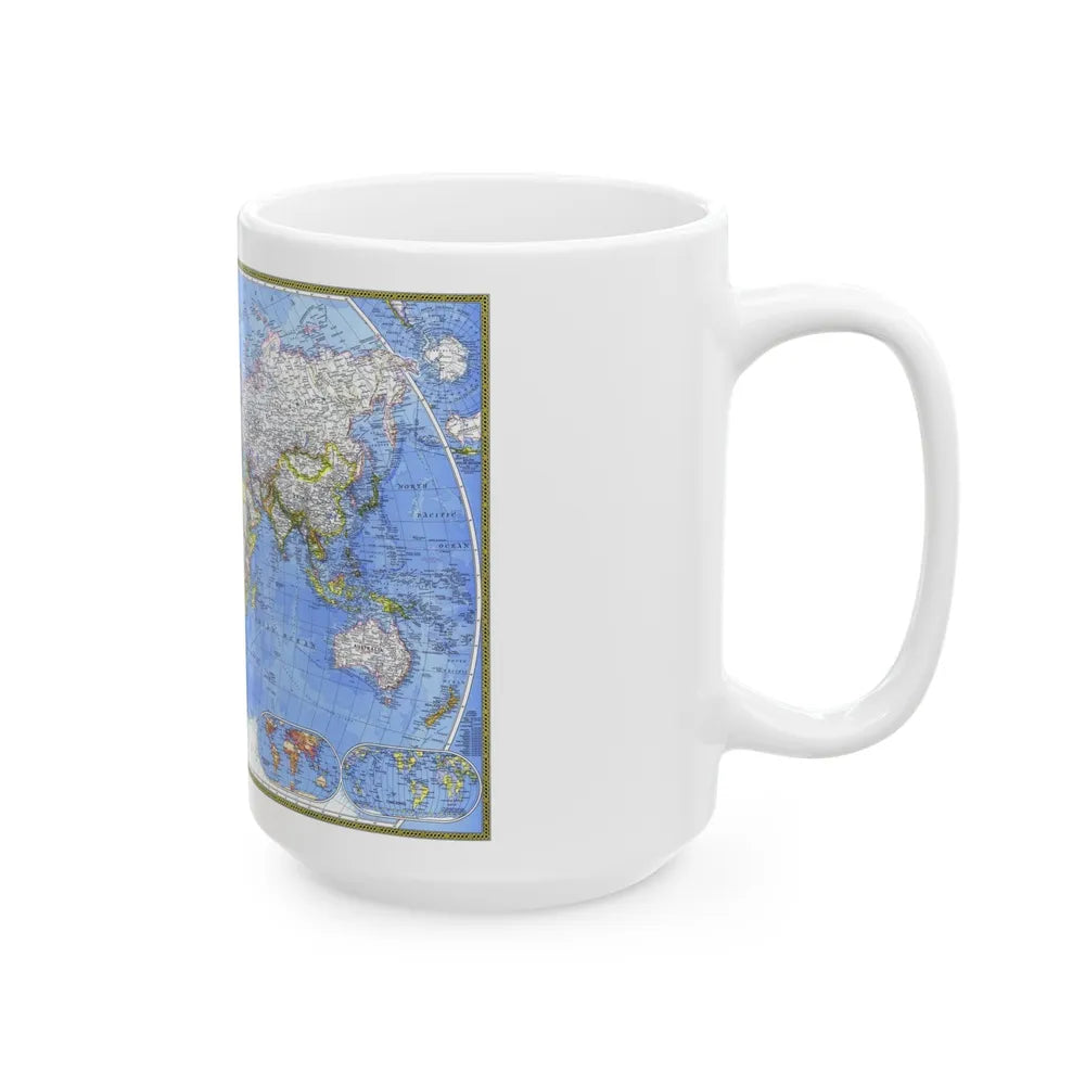 World Map - The Political World (1975) (Map) White Coffee Mug-Go Mug Yourself