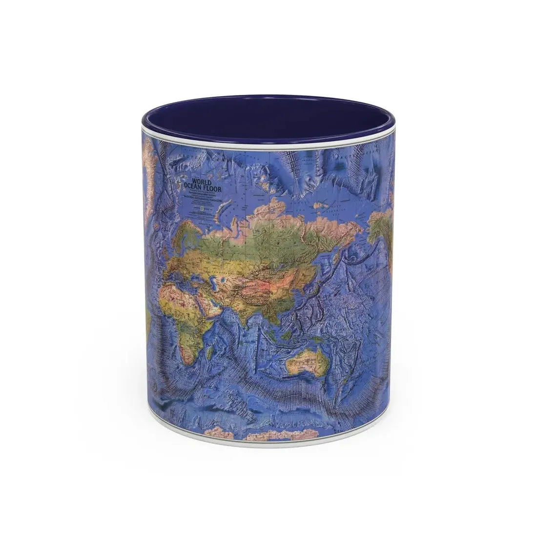 World Ocean Floor (1981) (Map) Accent Coffee Mug 11oz Navy - Go Mug Yourself