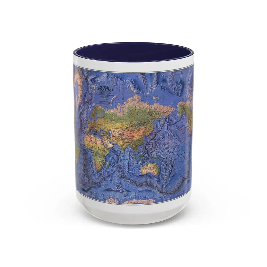 World Ocean Floor (1981) (Map) Accent Coffee Mug 15oz Navy - Go Mug Yourself