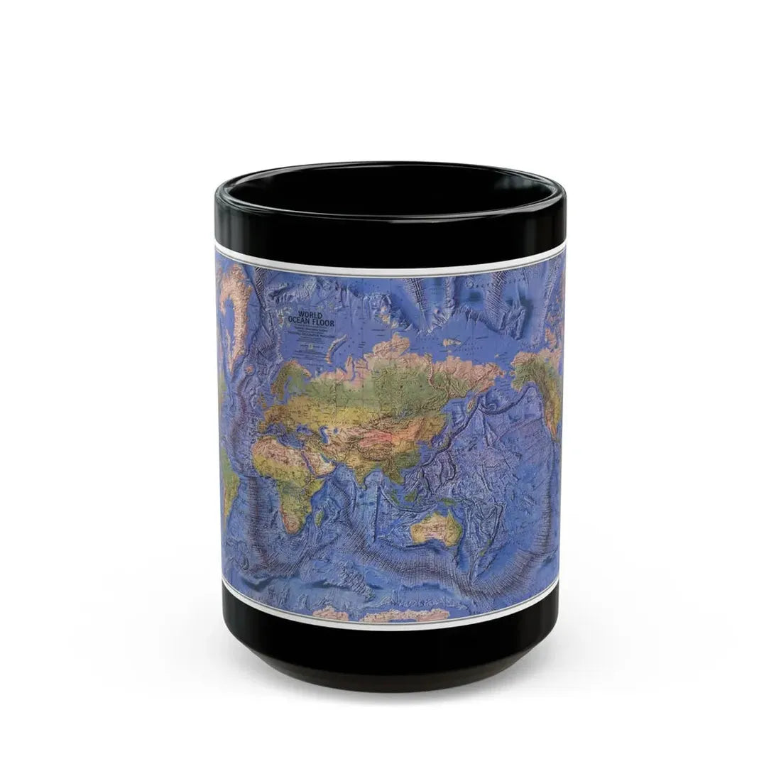 World Ocean Floor (1981) (Map) Black Coffee Mug 15oz - Go Mug Yourself