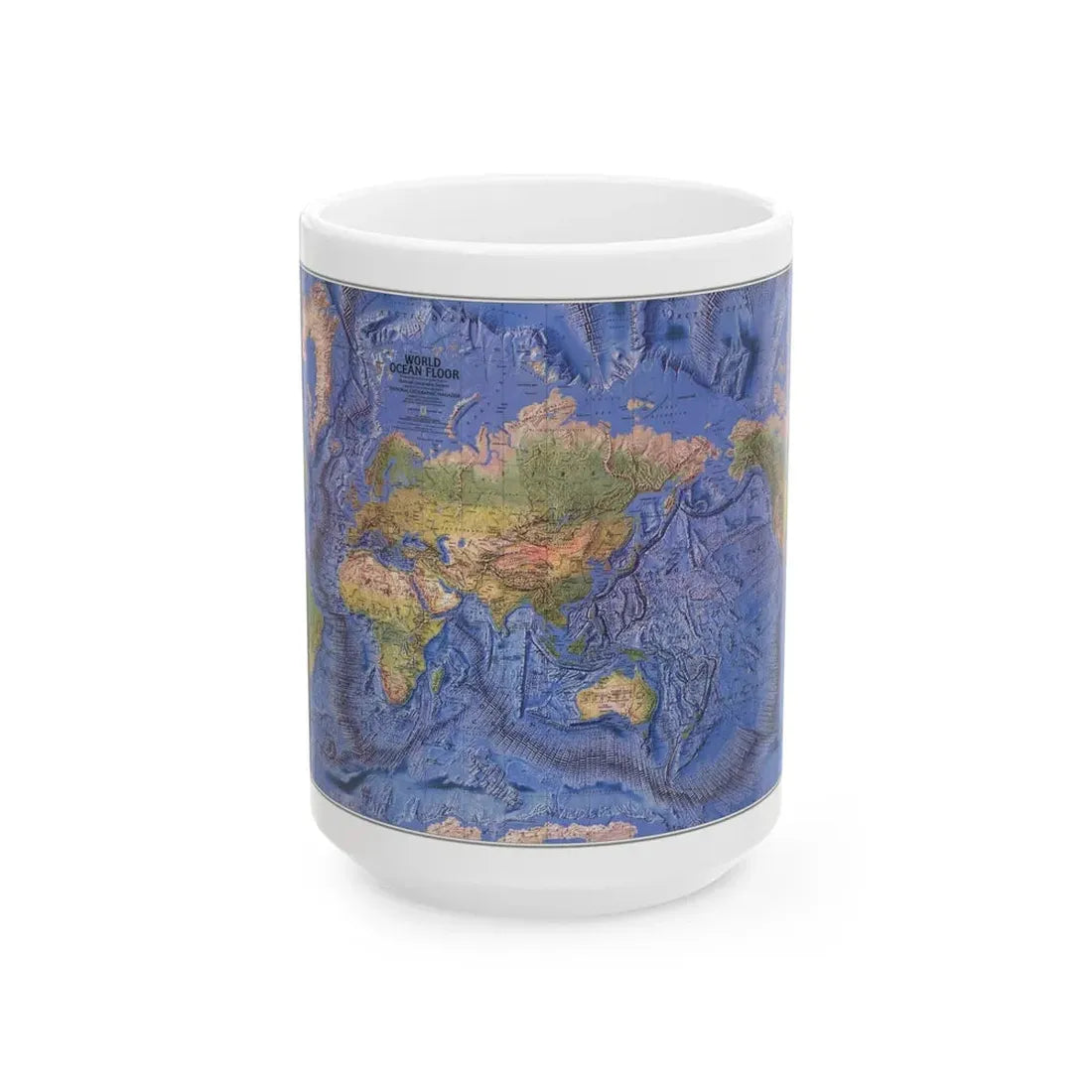 World Ocean Floor (1981) (Map) White Coffee Mug 15oz - Go Mug Yourself