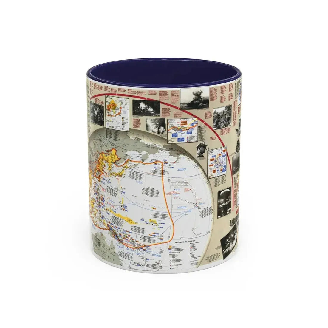World War II- Asia and the Pacific (1991) (Map) Accent Coffee Mug 11oz Navy - Go Mug Yourself