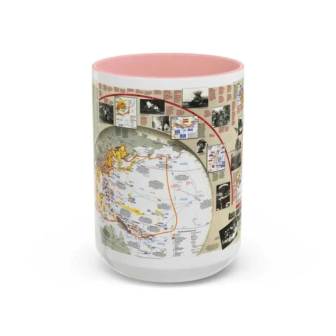World War II- Asia and the Pacific (1991) (Map) Accent Coffee Mug 15oz Pink - Go Mug Yourself