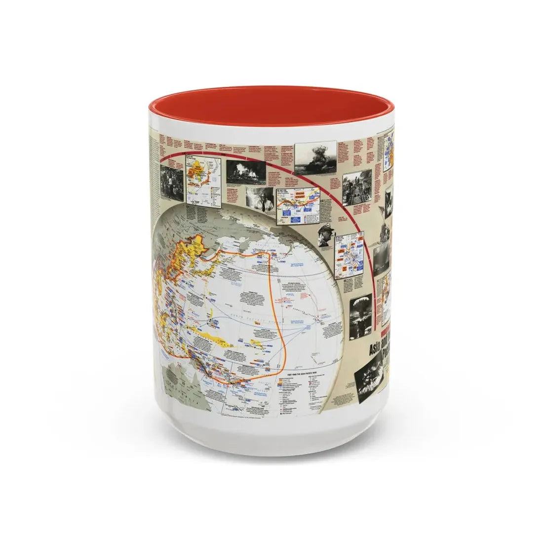 World War II- Asia and the Pacific (1991) (Map) Accent Coffee Mug 15oz Red - Go Mug Yourself