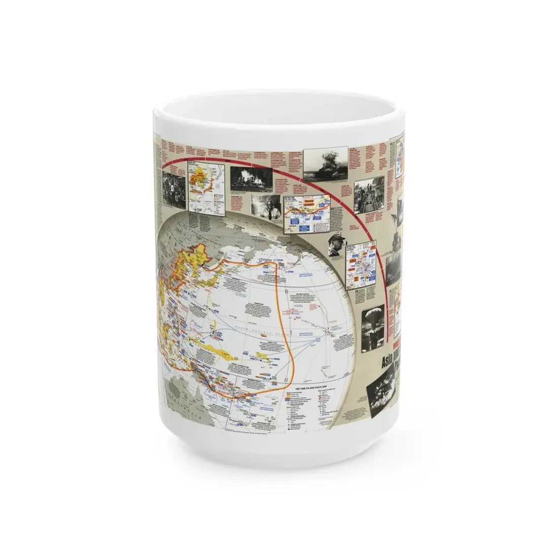 World War II- Asia and the Pacific (1991) (Map) White Coffee Mug 15oz - Go Mug Yourself
