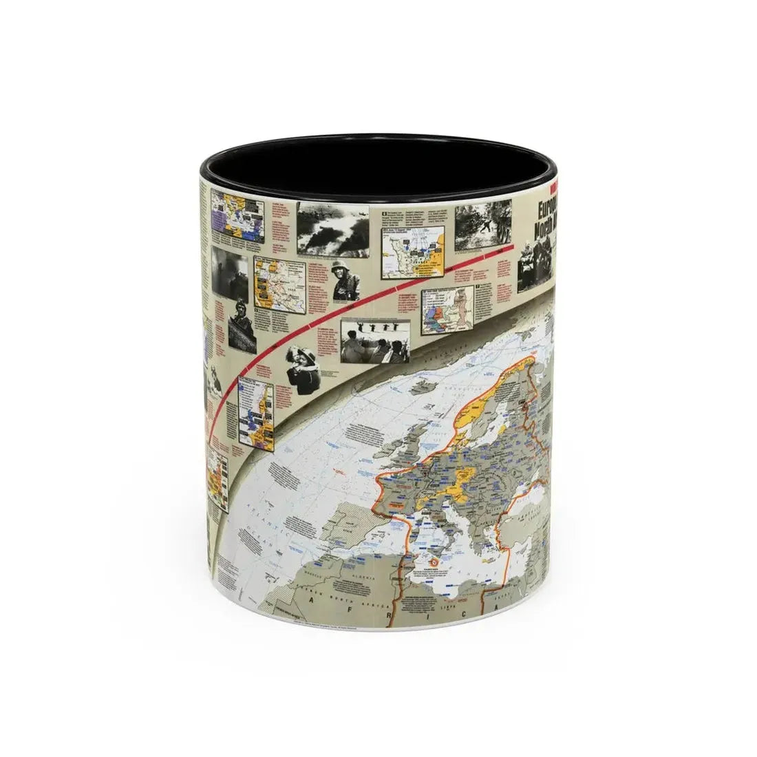 World War II- Europe and North Africa (1991) (Map) Accent Coffee Mug 11oz Black - Go Mug Yourself