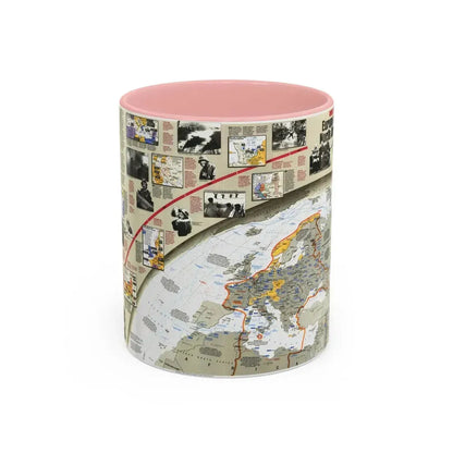 World War II- Europe and North Africa (1991) (Map) Accent Coffee Mug 11oz Pink - Go Mug Yourself