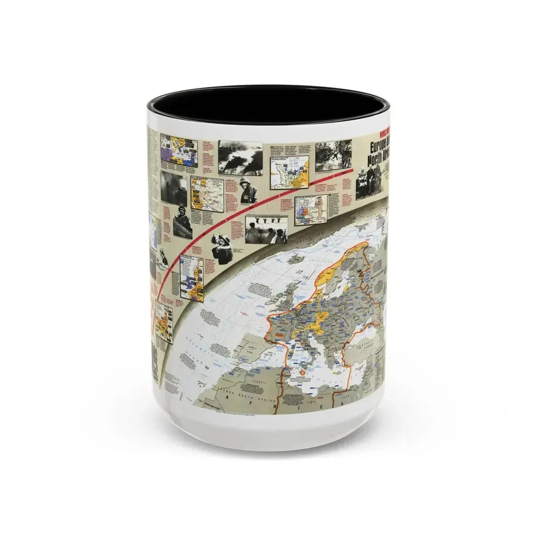 World War II- Europe and North Africa (1991) (Map) Accent Coffee Mug 15oz Black - Go Mug Yourself