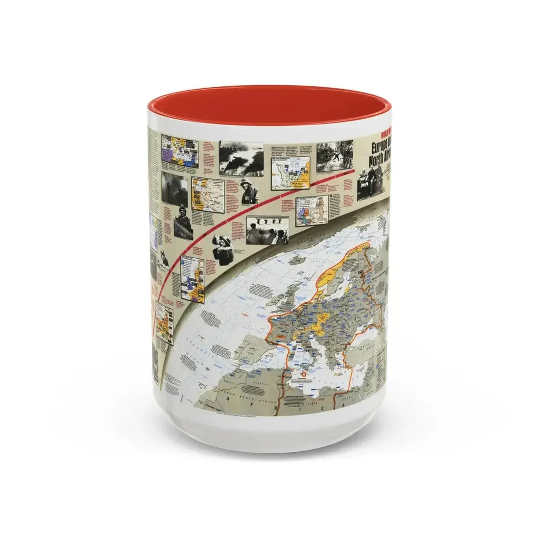 World War II- Europe and North Africa (1991) (Map) Accent Coffee Mug 15oz Red - Go Mug Yourself