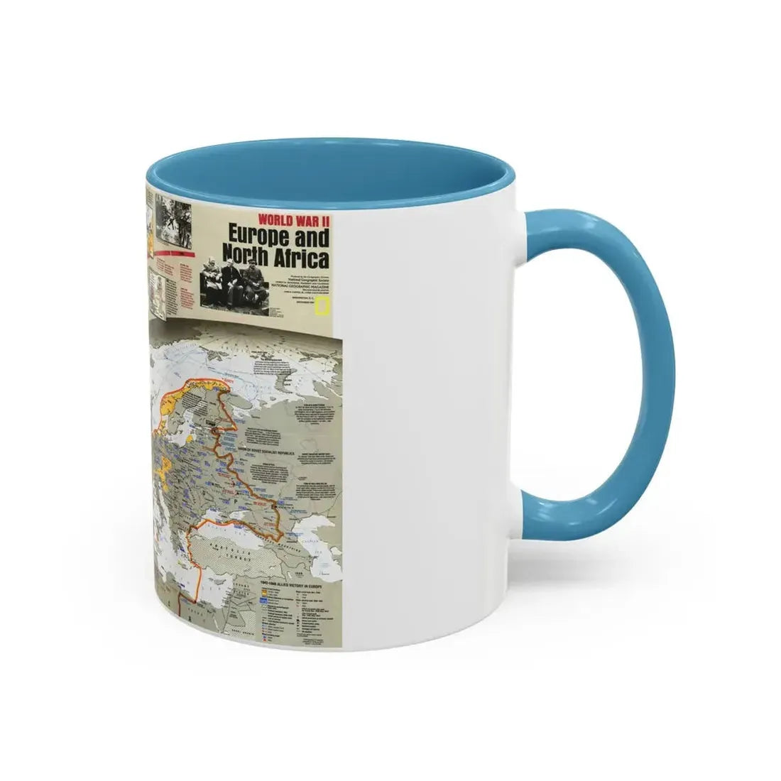 World War II- Europe and North Africa (1991) (Map) Accent Coffee Mug - Go Mug Yourself