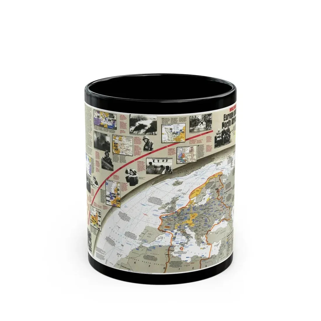 World War II- Europe and North Africa (1991) (Map) Black Coffee Mug 11oz - Go Mug Yourself