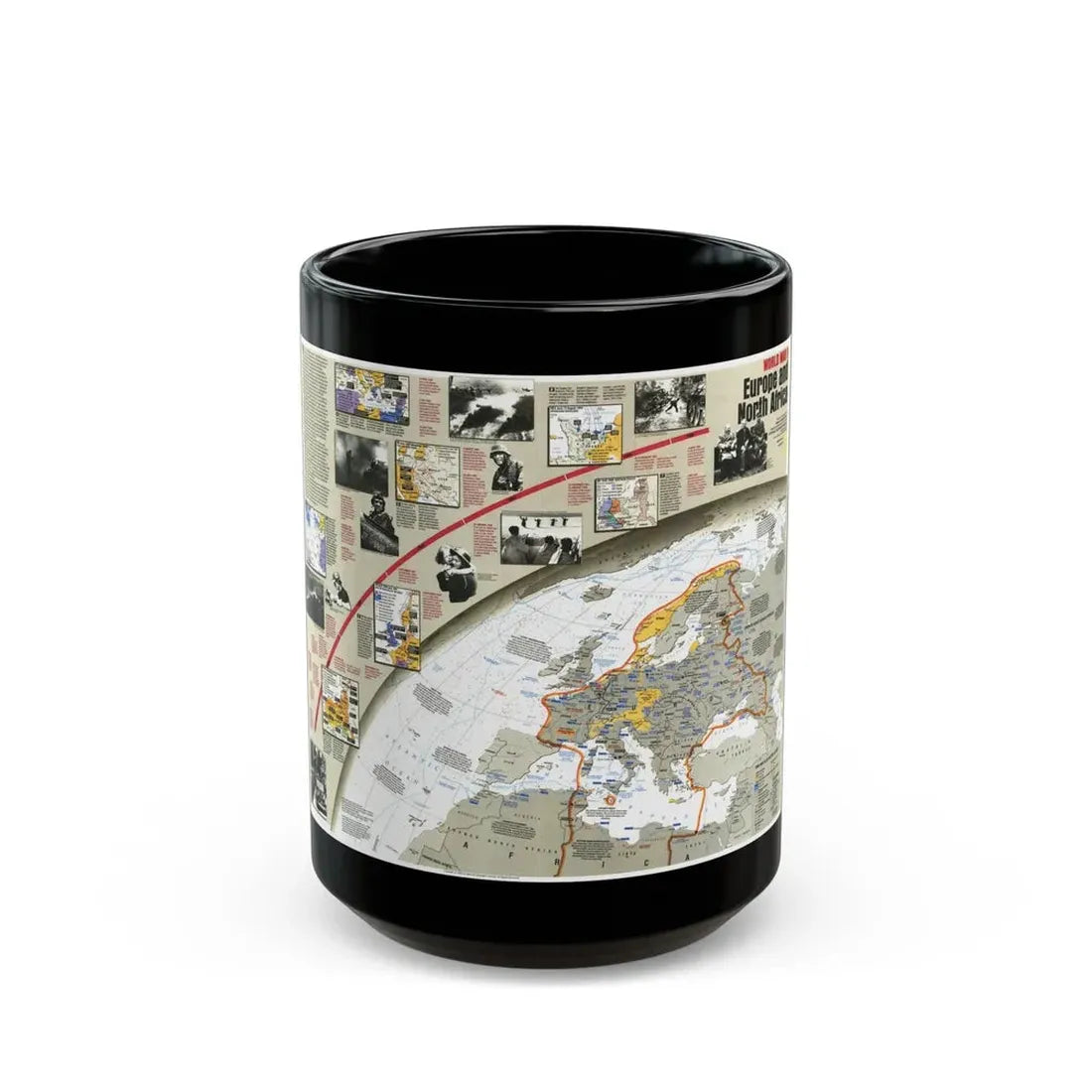 World War II- Europe and North Africa (1991) (Map) Black Coffee Mug 15oz - Go Mug Yourself