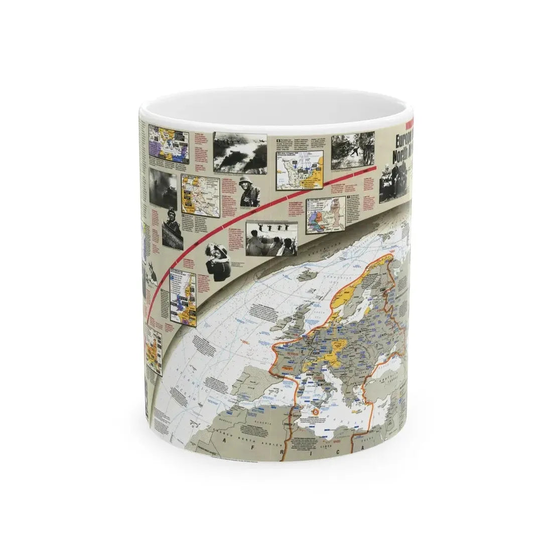 World War II- Europe and North Africa (1991) (Map) White Coffee Mug 11oz - Go Mug Yourself