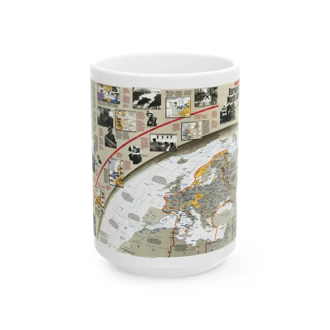 World War II- Europe and North Africa (1991) (Map) White Coffee Mug 15oz - Go Mug Yourself