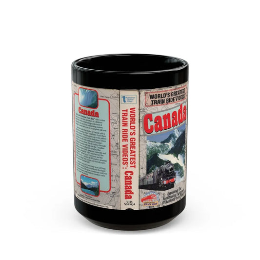 WORLDS GREATEST TRAIN RIDE VIDEOS CANADA (VHS COVER) - Black Coffee Mug-15oz-Go Mug Yourself