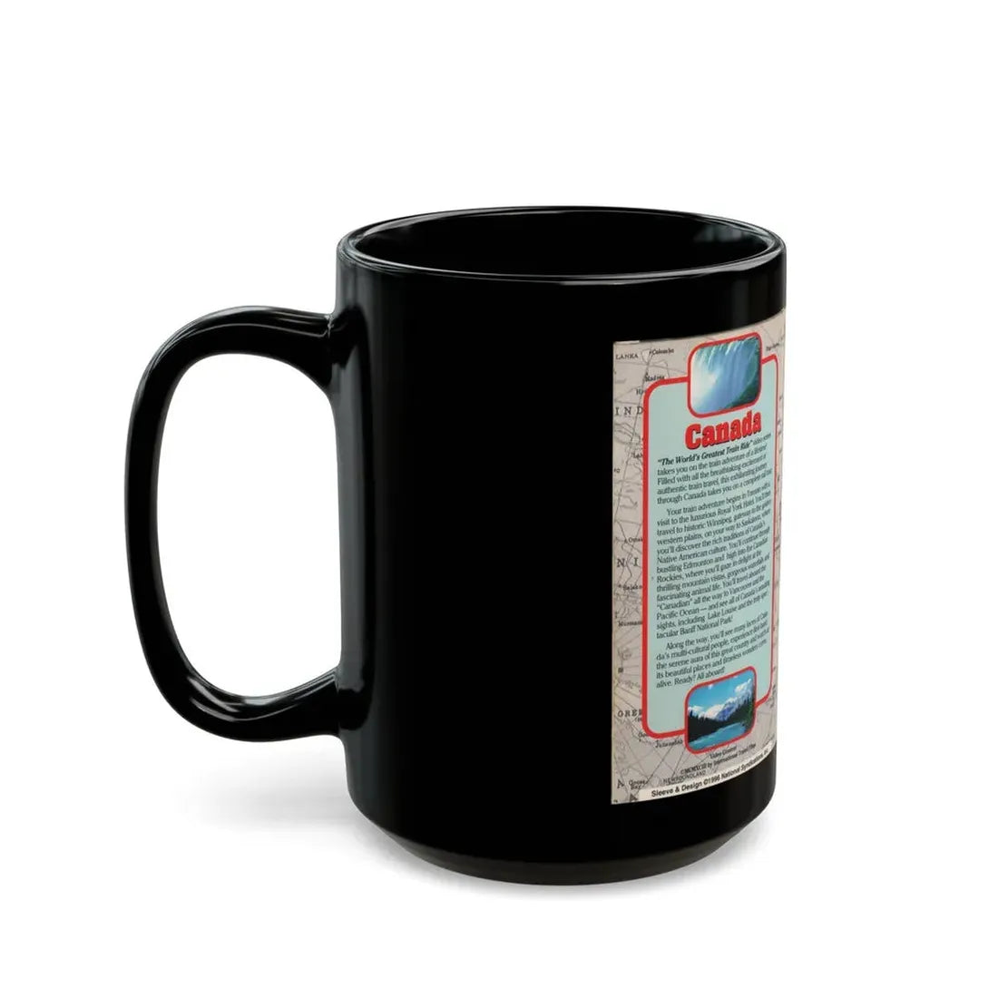 WORLDS GREATEST TRAIN RIDE VIDEOS CANADA (VHS COVER) - Black Coffee Mug - Go Mug Yourself