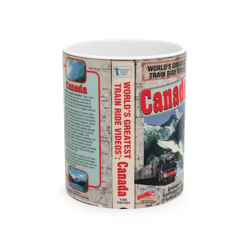 WORLDS GREATEST TRAIN RIDE VIDEOS CANADA (VHS COVER) - White Coffee Mug-11oz-Go Mug Yourself