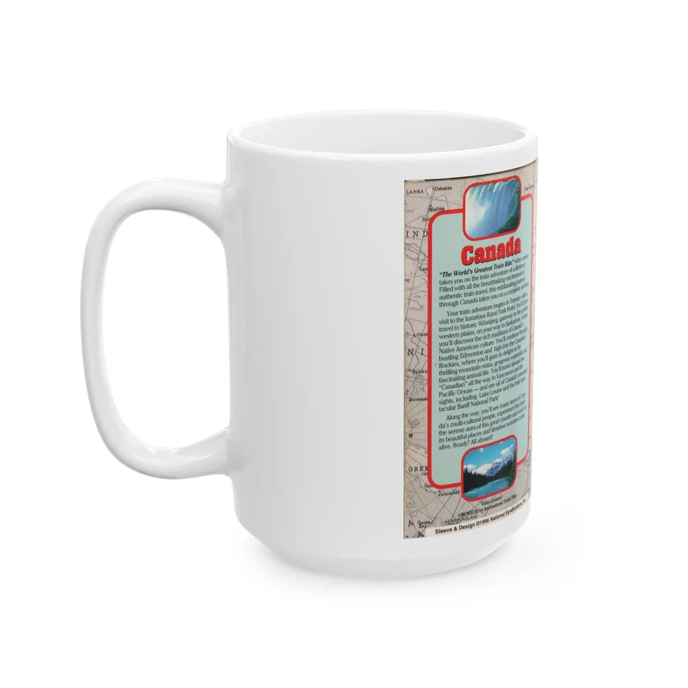 WORLDS GREATEST TRAIN RIDE VIDEOS CANADA (VHS COVER) - White Coffee Mug-Go Mug Yourself