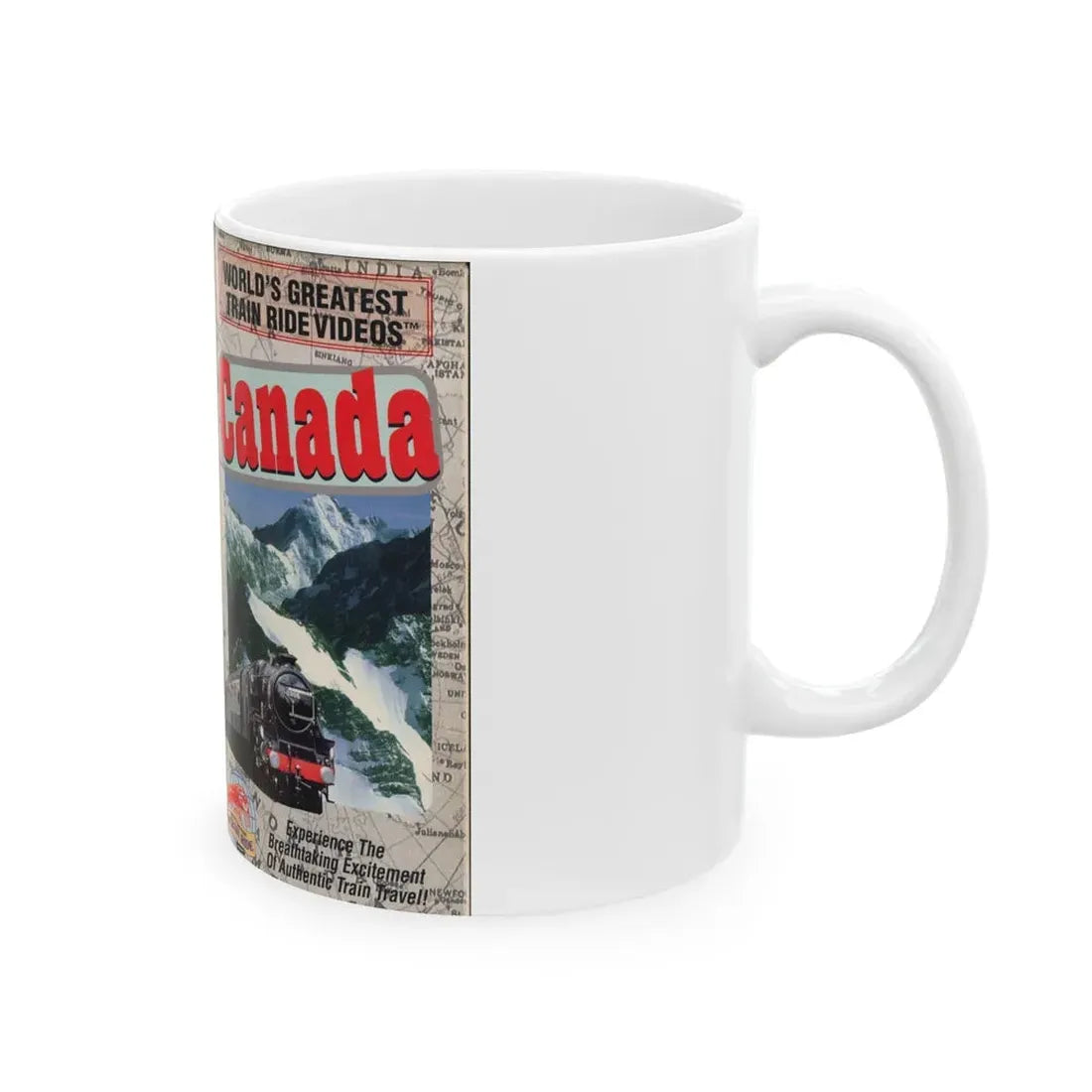 WORLDS GREATEST TRAIN RIDE VIDEOS CANADA (VHS COVER) - White Coffee Mug - Go Mug Yourself