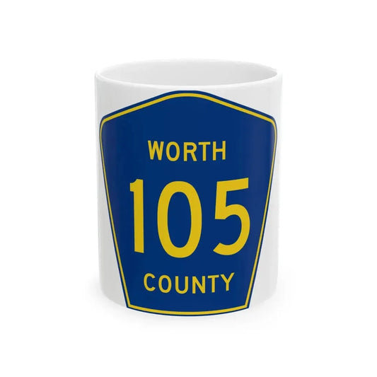 Worth County Route 105 IA (Iowa) (Road Sign) White Coffee Mug 11oz - Go Mug Yourself