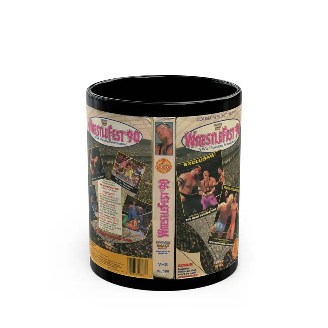 WRESTLEFEST 90 A WWF WRESTLING EXTRAVAGANZA (VHS COVER) - Black Coffee Mug 11oz - Go Mug Yourself