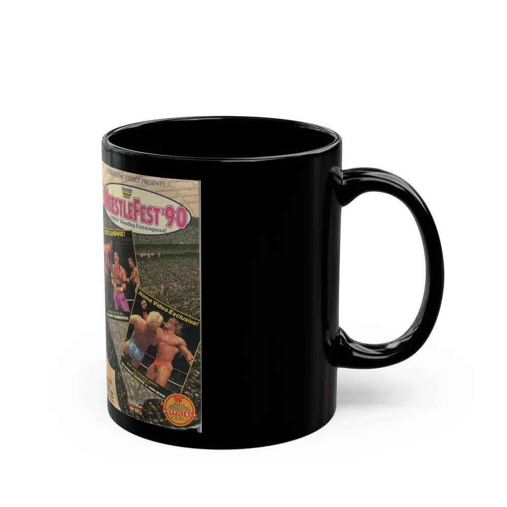 WRESTLEFEST 90 A WWF WRESTLING EXTRAVAGANZA (VHS COVER) - Black Coffee Mug-Go Mug Yourself