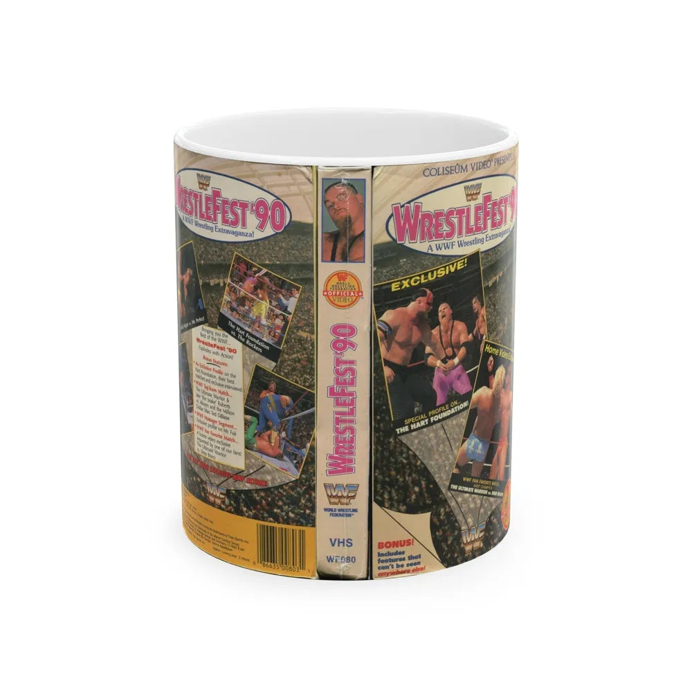 WRESTLEFEST 90 A WWF WRESTLING EXTRAVAGANZA (VHS COVER) - White Coffee Mug-11oz-Go Mug Yourself