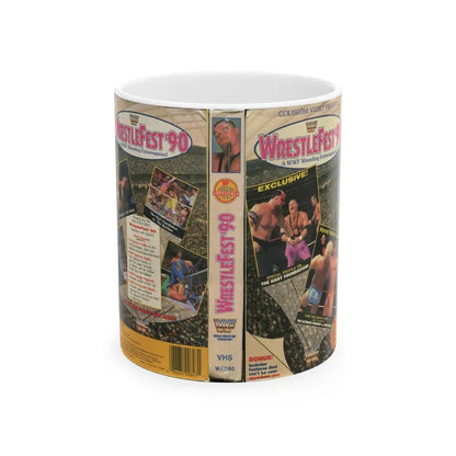 WRESTLEFEST 90 A WWF WRESTLING EXTRAVAGANZA (VHS COVER) - White Coffee Mug 11oz - Go Mug Yourself