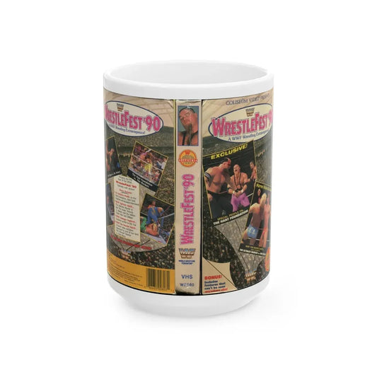WRESTLEFEST 90 A WWF WRESTLING EXTRAVAGANZA (VHS COVER) - White Coffee Mug 15oz - Go Mug Yourself