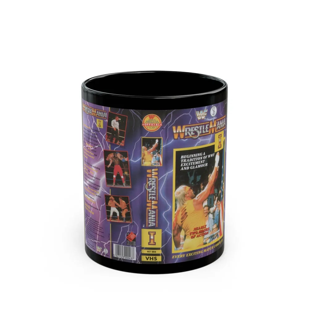 WRESTLEMANIA 1 (VHS COVER) - Black Coffee Mug-11oz-Go Mug Yourself