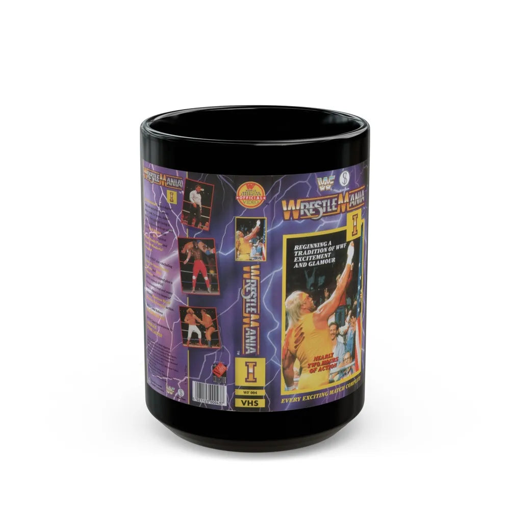 WRESTLEMANIA 1 (VHS COVER) - Black Coffee Mug-15oz-Go Mug Yourself