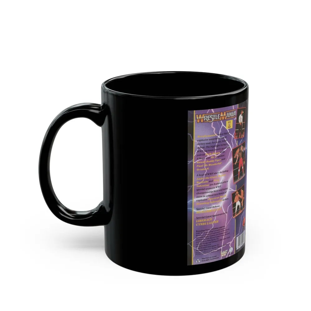 WRESTLEMANIA 1 (VHS COVER) - Black Coffee Mug-Go Mug Yourself