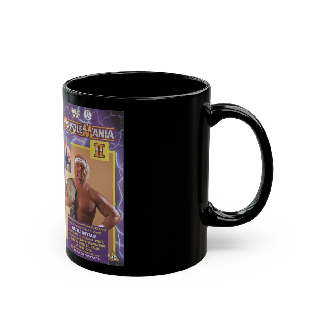 WRESTLEMANIA 2 (VHS COVER) - Black Coffee Mug-Go Mug Yourself