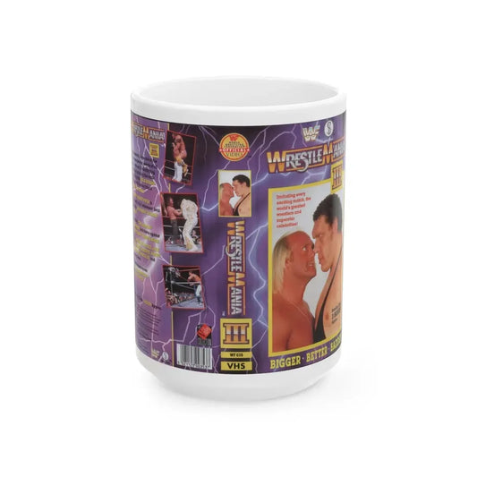 WRESTLEMANIA 3 (VHS COVER) - White Coffee Mug 15oz - Go Mug Yourself