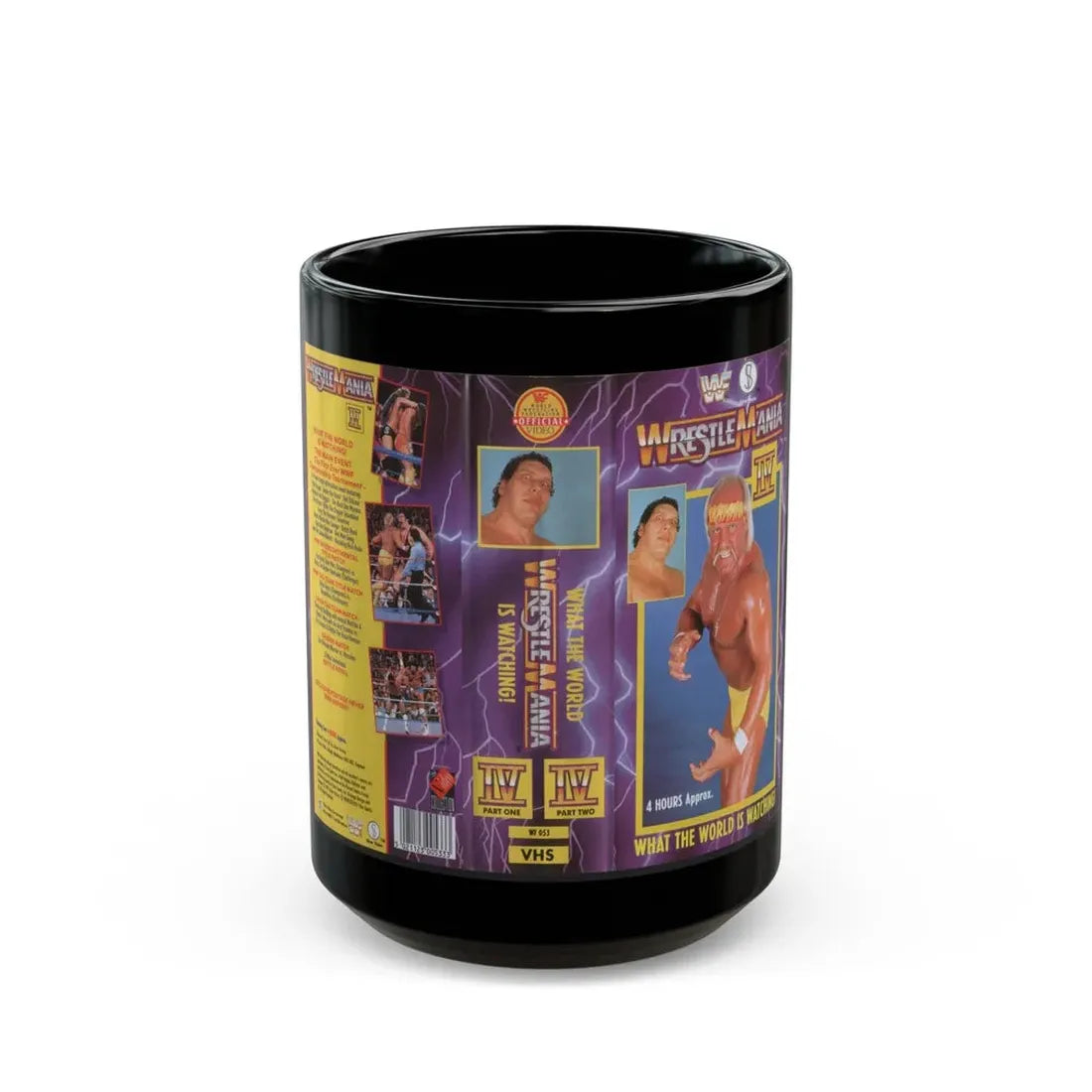 WRESTLEMANIA 4 (VHS COVER) - Black Coffee Mug 15oz - Go Mug Yourself