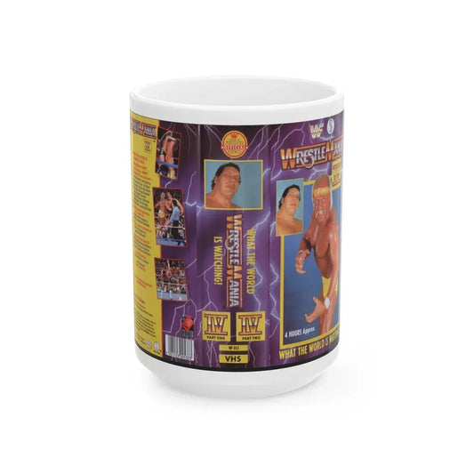 WRESTLEMANIA 4 (VHS COVER) - White Coffee Mug 15oz - Go Mug Yourself