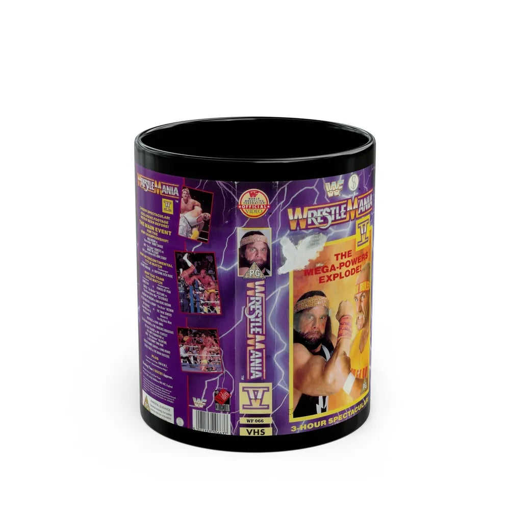 WRESTLEMANIA 5 (VHS COVER) - Black Coffee Mug-11oz-Go Mug Yourself