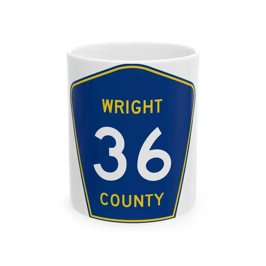 Wright County Route 36 (Minnesota) (Road Sign) White Coffee Mug 11oz - Go Mug Yourself