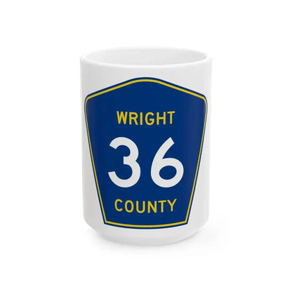 Wright County Route 36 (Minnesota) (Road Sign) White Coffee Mug 15oz - Go Mug Yourself