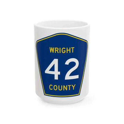 Wright County Route 42 MN (Minnesota) (Road Sign) White Coffee Mug 15oz - Go Mug Yourself