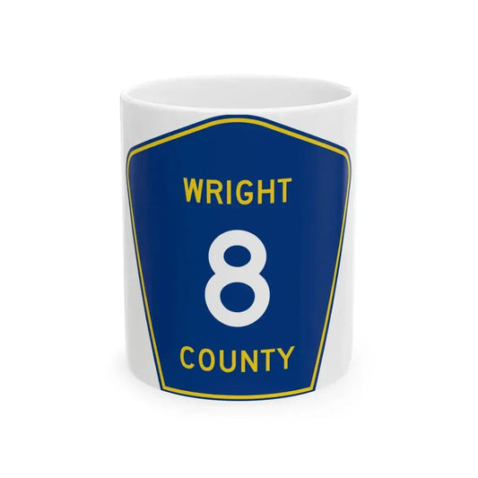 Wright County Route 8 (Minnesota) (Road Sign) White Coffee Mug 11oz - Go Mug Yourself